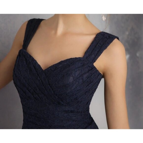 Mori Lee Madeline Gardner Black Lace Sleeveless Convertible Mini Dress Size 14 - Picture 3 of 12